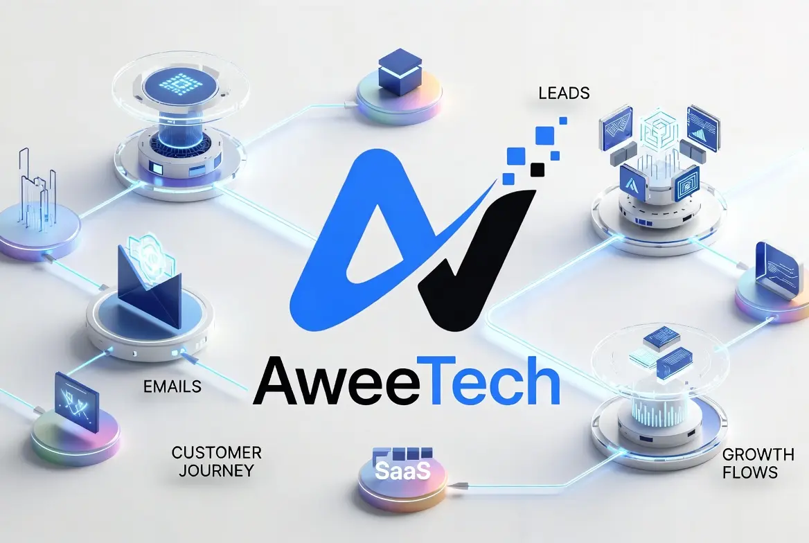 AI automation marketing dashboard workflow nodes, automated lead scoring and campaign performance by Aweetech