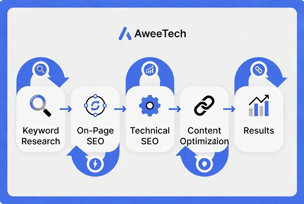 Local SEO performance Google Business Profile rankings, map pack visibility and local search traffic by Aweetech